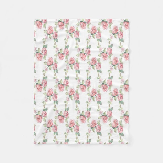 Couverture Polaire Rose Florale Rose Chic Usé (Devant)