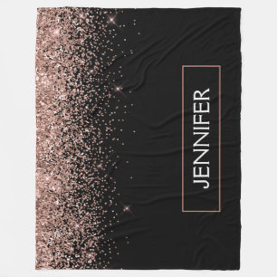 Couverture Polaire Rose Gold Blush Parties scintillant rose Monogramm