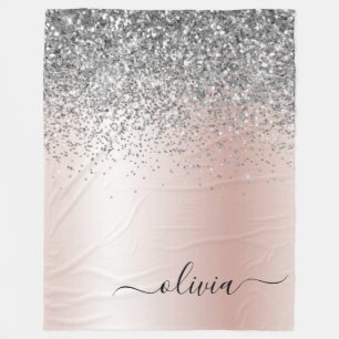 Couverture Polaire Rose Gold - Blush Pink Silver Parties scintillant 