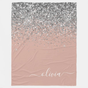 Couverture Polaire Rose Gold Blush rose Parties scintillant argent Mo
