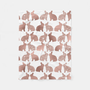 Couverture Polaire Rose Gold Bunny Parties scintillant de lapin de Pâ