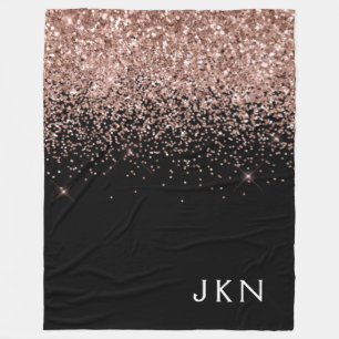Couverture Polaire Rose Gold Fard Rose Pailleté Monogramme Initiales