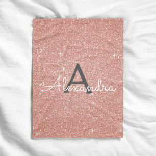 Couverture Polaire Rose Gold Pailleté Monogramme Nom
