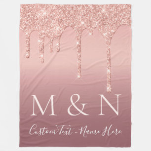 Couverture Polaire Rose Gold Personnalisé Vos Lettres Nom Fleece Blan