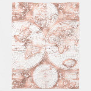 Couverture Polaire Rose Gold Pink MetParties scintillant Carte du mon