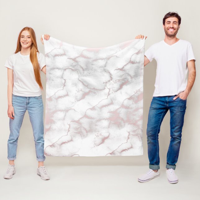 Couverture Polaire Rose Gold Rose Pâle Marbre Moderne Chic Tendance (En situation)