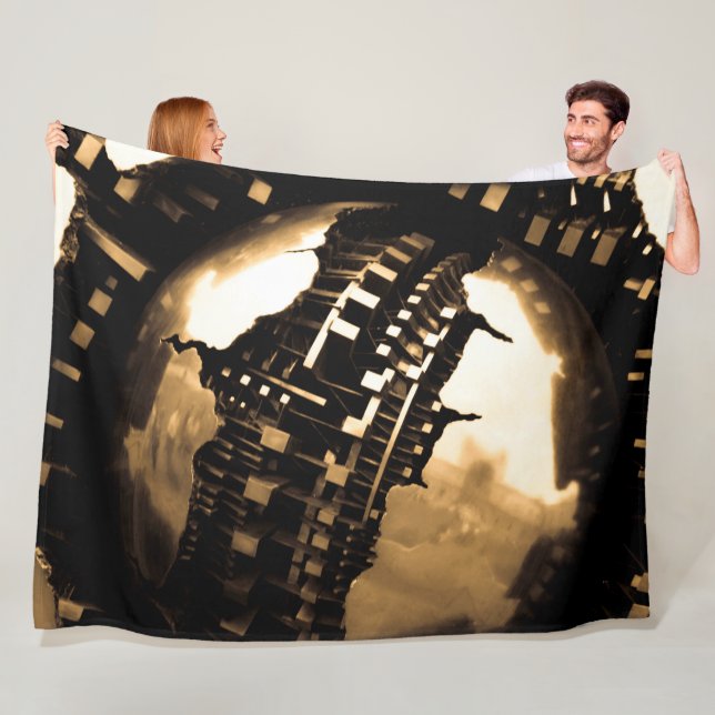 Couverture Polaire Rose Gold Spherical Abstrait (En situation)