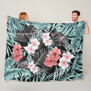 Couverture Polaire Rose Gold Tropical Botanical Island Paradise Chic