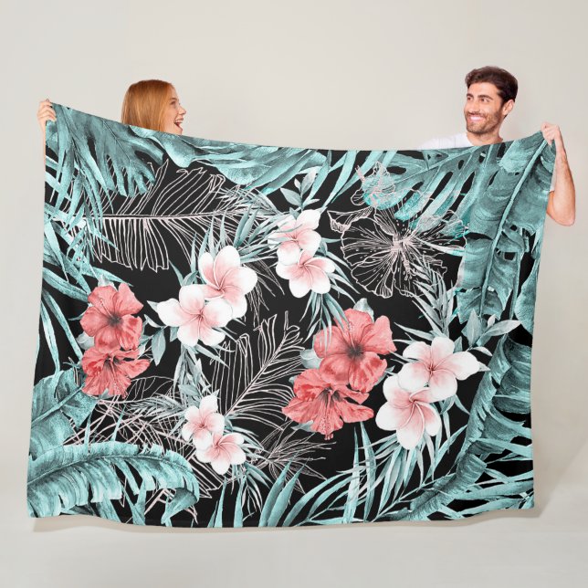 Couverture Polaire Rose Gold Tropicale Paradis Insulaire Botanique Ch (En situation)