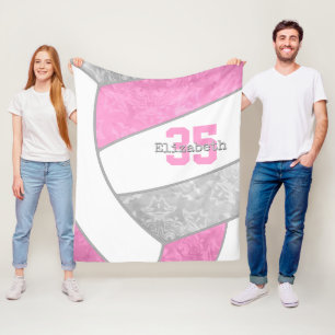 Couverture Polaire rose gris girly volleyball w athlète nom personnal