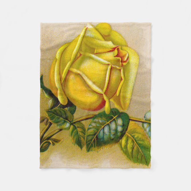 Couverture Polaire Rose jaune Antique Vintage Imprimer Art (Devant)