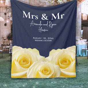 Couverture Polaire Rose jaune Mme. & M. Bridal Couple Mariage Cadeau