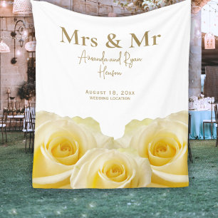 Couverture Polaire Rose jaune Mme. & M. Bridal Couple Mariage Cadeau