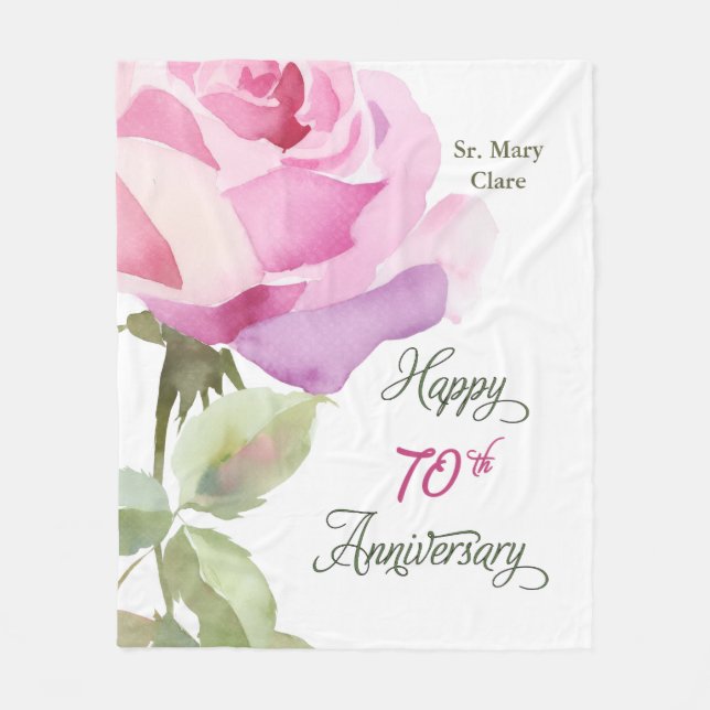 Couverture Polaire Rose Jubilé des 70 ans Nun Custom Name (Devant)