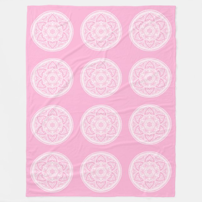Couverture Polaire Rose Mandala (Devant)