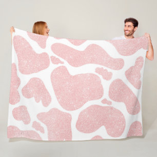 Couverture Polaire Rose Or blanc Grandes taches de vache Motif animal