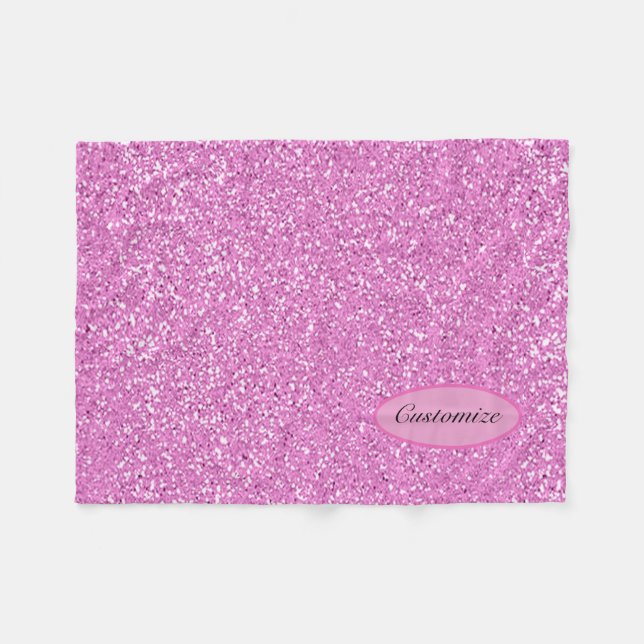 Couverture Polaire Rose Pailleté Faux Personnalisé (Devant (Horizontal))