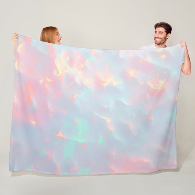 Couverture Polaire Rose Pâle Menthe Douce Or Luxe Collection Moderne (En situation)