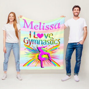 COUVERTURE POLAIRE ROSE PERSONNALISÉE J'AIME GYMNASTICS FLEECE BLANKE