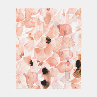 Couverture Polaire Rose, pivoine, feuille, motif aquarelle.