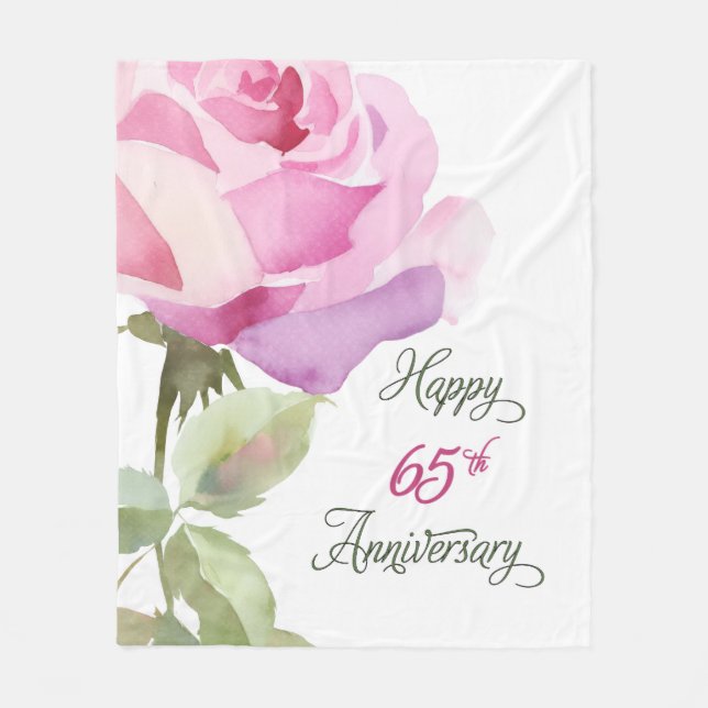 Couverture Polaire Rose rose 65e anniversaire (Devant)