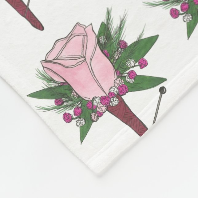 Couverture Polaire Rose rose Mariage Prom Boutonniere Fleur Floral (Coin)