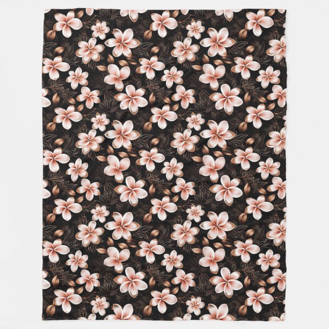 Couverture Polaire Rose rose noire noire noire Floral or (Devant)