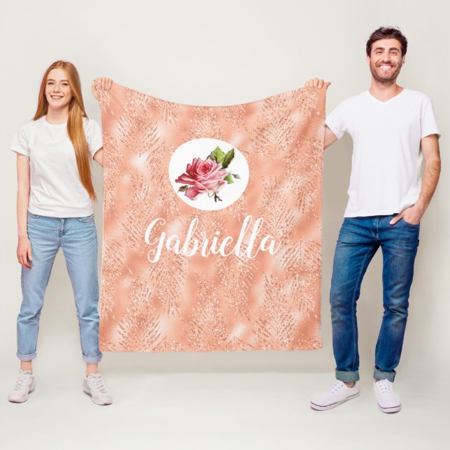 Couverture Polaire Rose rose rose blanche personnalisée (En situation)