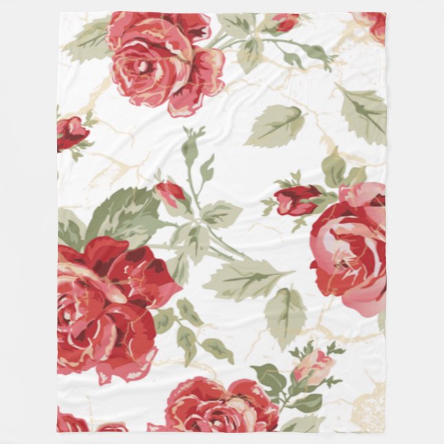 Couverture Polaire Rose rouge avec imprimé arrière - plan blanc (Devant)