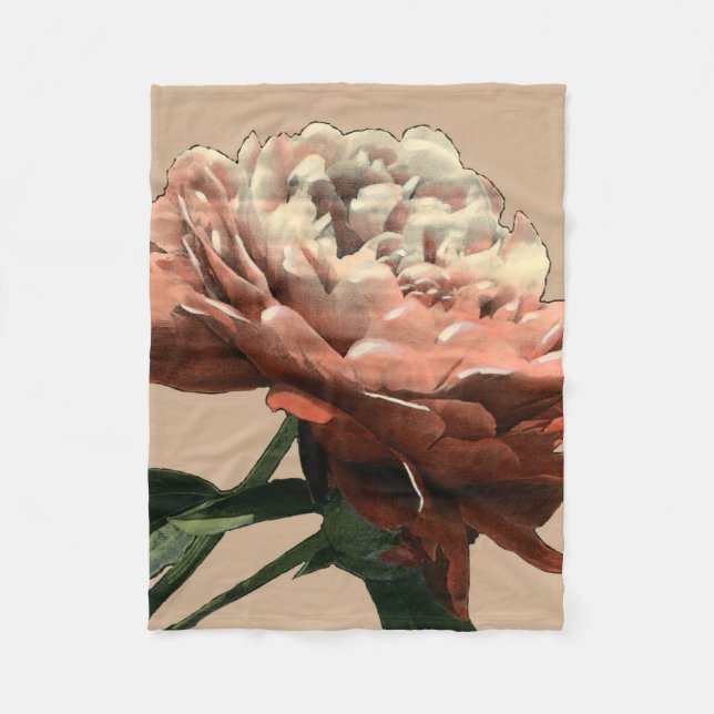 Couverture Polaire Rose rouge rubis aux accents blancs (Devant)