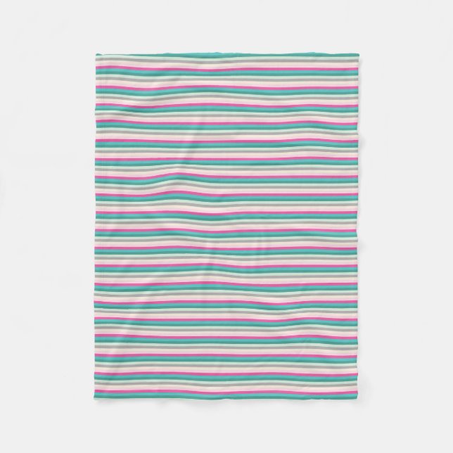 Couverture Polaire Rose sarcelle et rayures grises (Devant)