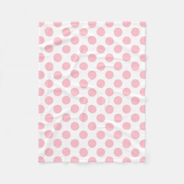Couverture Polaire Rose sur blanc grand Pois (Devant)