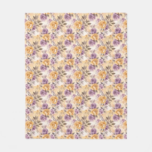 Couverture Polaire Rose transparent en jaune, violet et lavande (Devant)