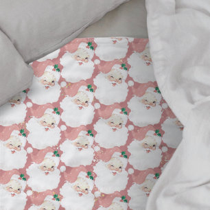 Couverture Polaire rose vif vintage santa claus winking noël