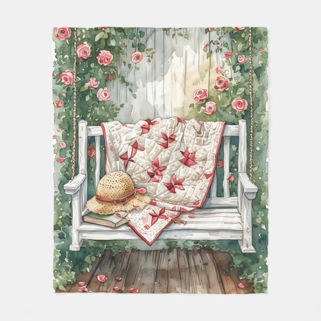 Couverture Polaire Rose vintage couture avec charmant couette (Devant)