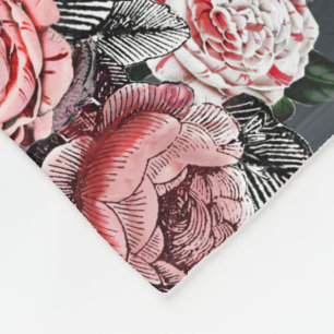 Couverture Polaire Rose vintage rose violet et Motif gris
