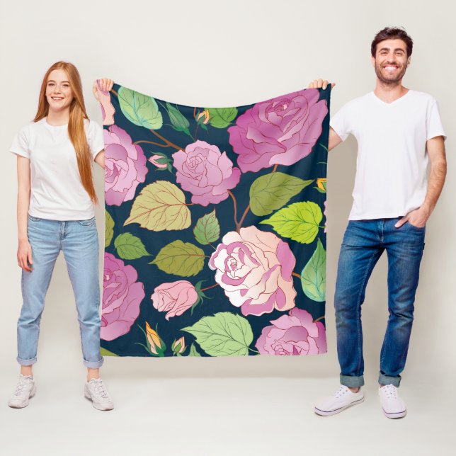 Couverture Polaire Roses 16 (En situation)