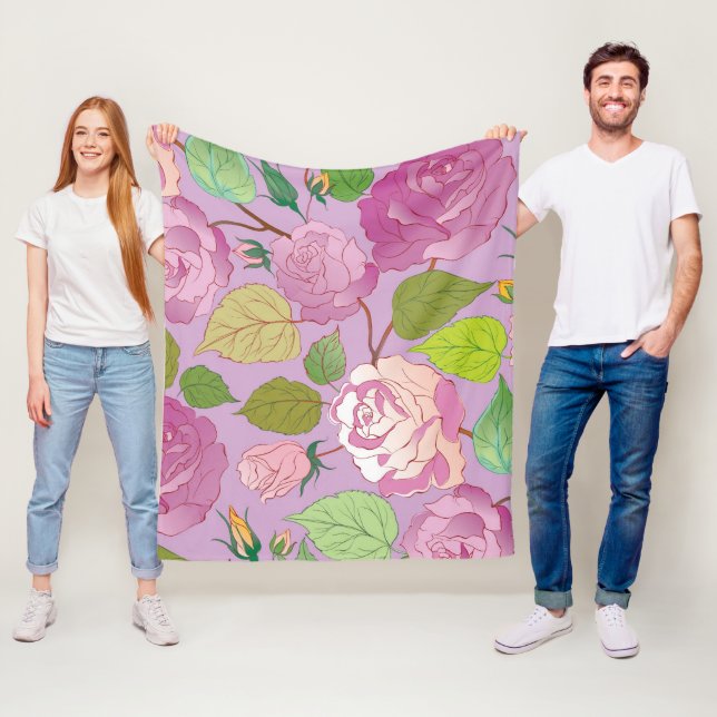 Couverture Polaire Roses 18 (En situation)