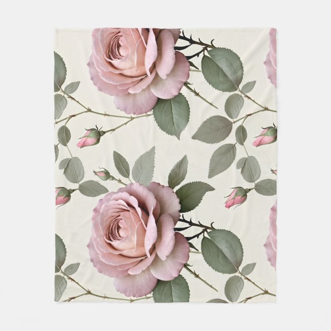 Couverture Polaire Roses anglaises classiques dans des teintes douces (Devant)