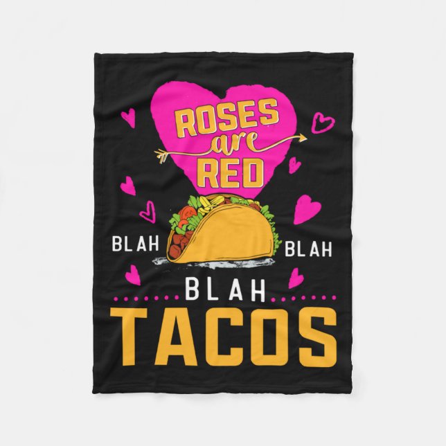 Couverture Polaire Roses Are Red Blah Blah Blah Tacos Foodie Valentin (Devant)