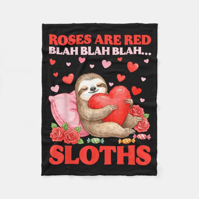 Couverture Polaire Roses Are Red Blah Sloths Valentine Cute Animal Lo (Devant)