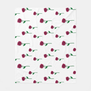 Couverture Polaire Roses avec tige romantique design Saint Valentin