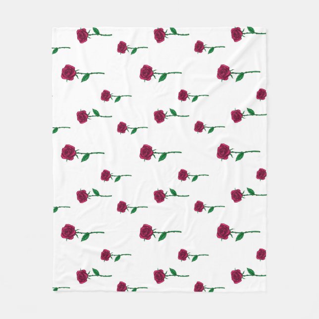 Couverture Polaire Roses avec tige romantique design Saint Valentin (Devant)