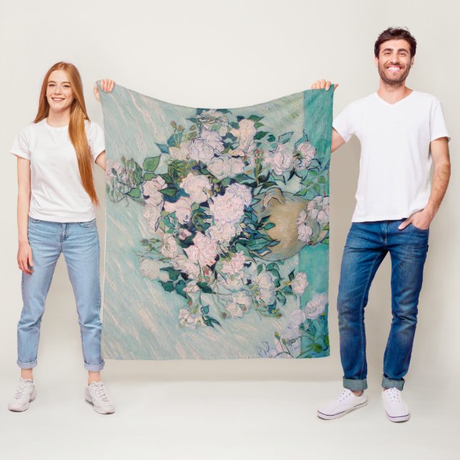 Couverture Polaire Roses blanches-1890-Vincent van Gogh  (En situation)