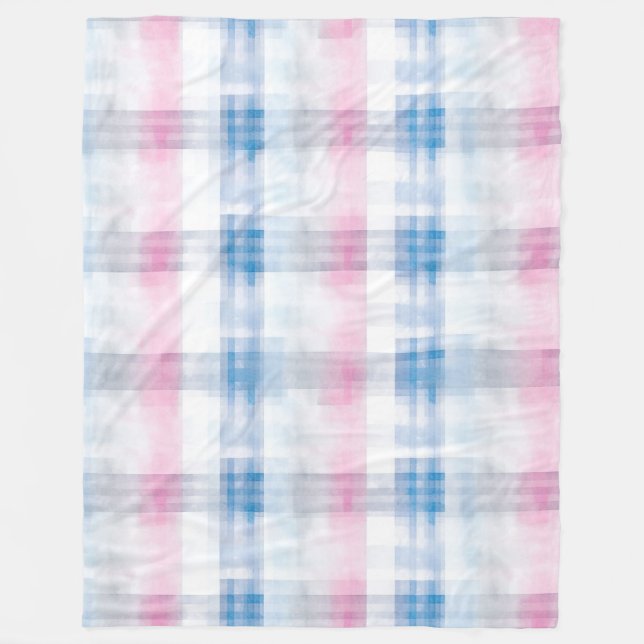 Couverture Polaire Roses Bleus Rayés Chic (Devant)