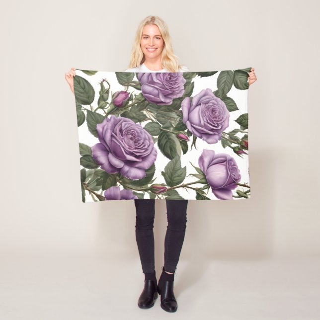 Couverture Polaire Roses de Rose pourpre, (En situation)