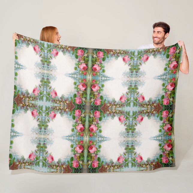 COUVERTURE POLAIRE ROSES ET JASMINES FLORALE VINTAGE (En situation)