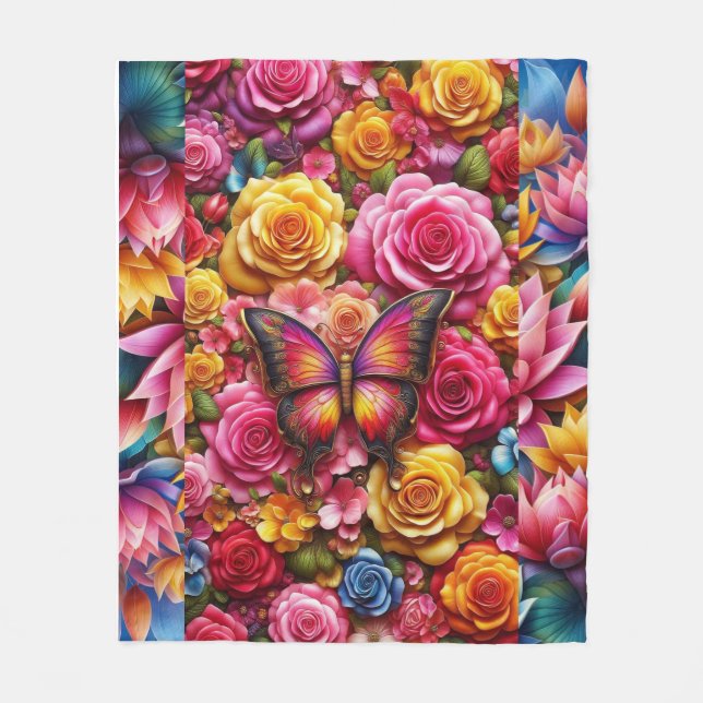Couverture Polaire Roses farceurs : Confort en molleton souple (Devant)