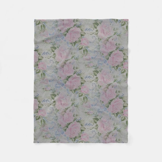 Couverture Polaire Roses floraux roses Vintages (Devant)