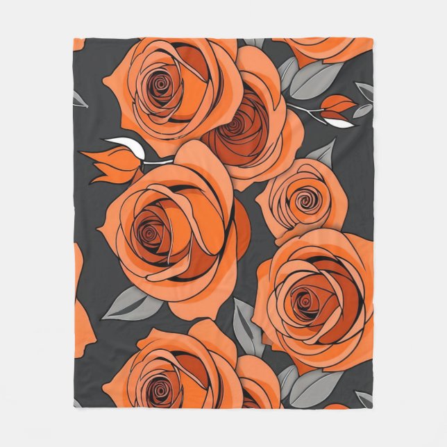 Couverture Polaire Roses Orange Rouillé Chaud (Devant)